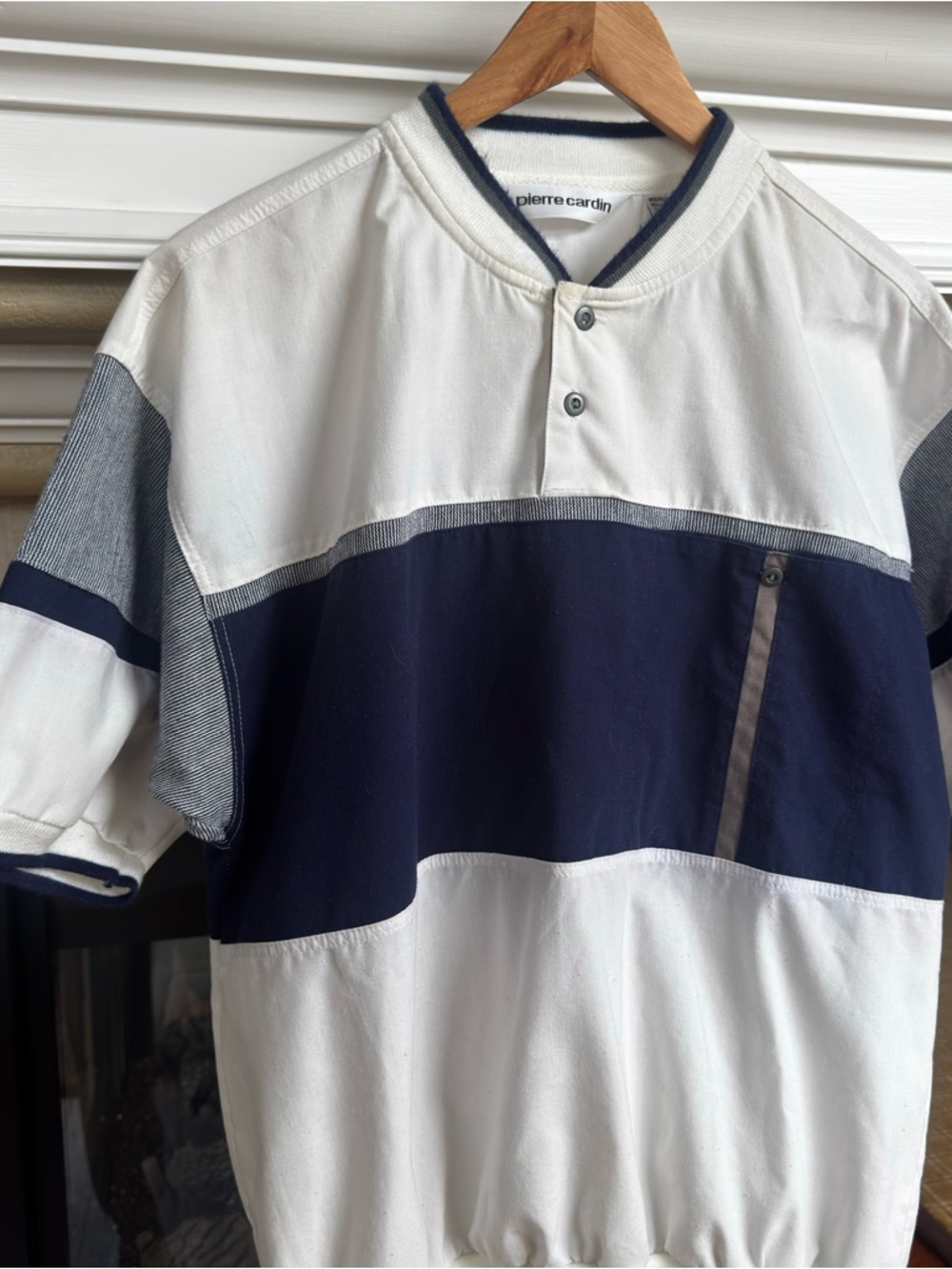 Pierre Cardin Mens Sorts Sleeve Color Block Preppy 90s Polo Shirt Medium - Picture 2 of 4